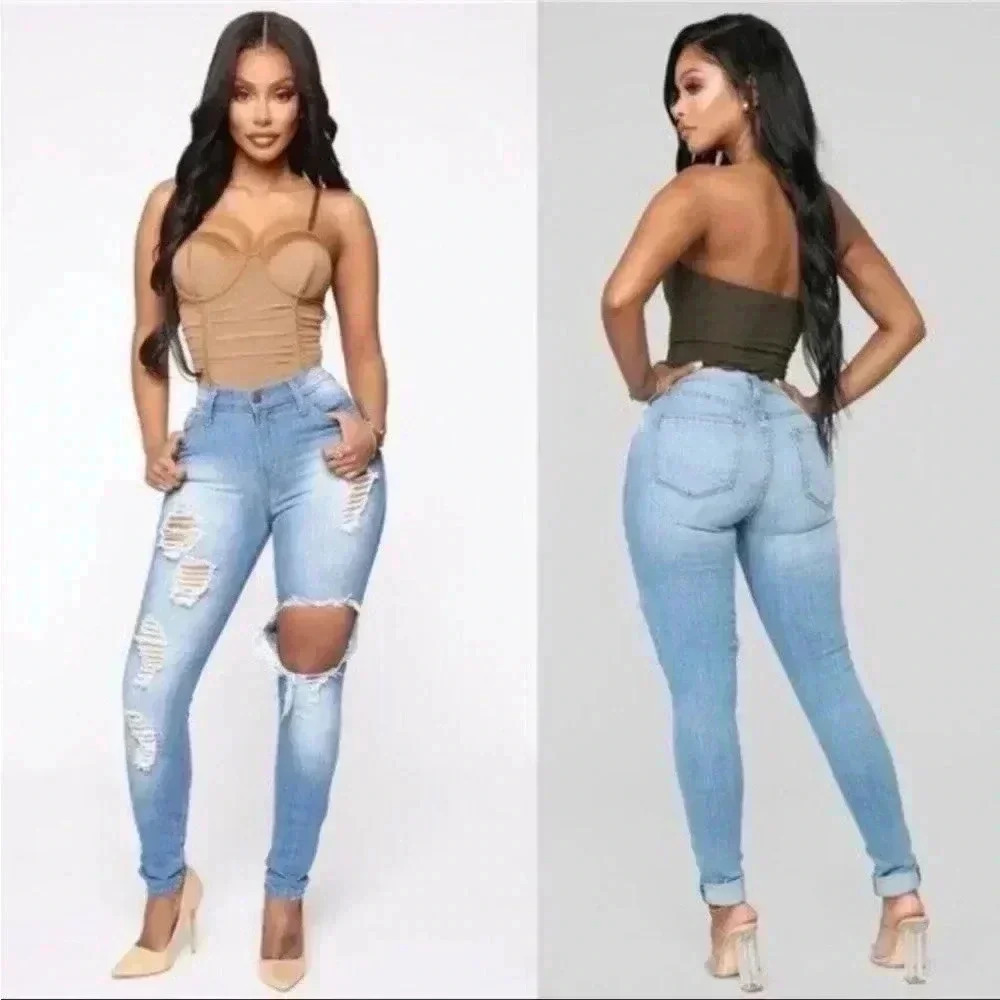4/$25 NWT Fashion Nova Distressed Skinny Jeans Juniors Sz 3